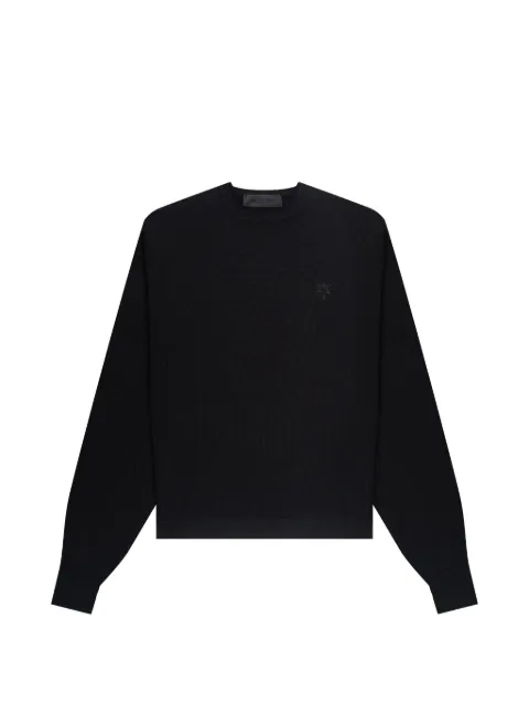PLACE OF ËLMS embroidered crew-neck sweater Black PELSWE051