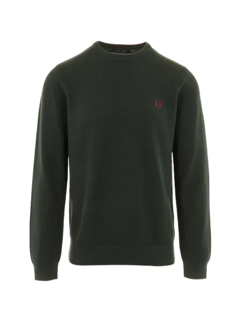 Fred Perry embroidered crew-neck sweater Green FPK13095730A