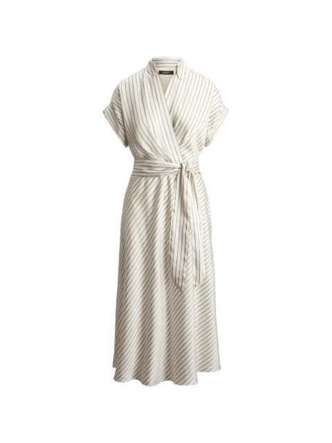 Lauren Ralph Lauren stripe-pattern wrap-style dress Neutrals 200P08876001