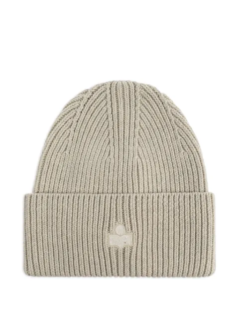 ISABEL MARANT logo-detail cotton beanie hat Neutrals BE037MFBD1D02A