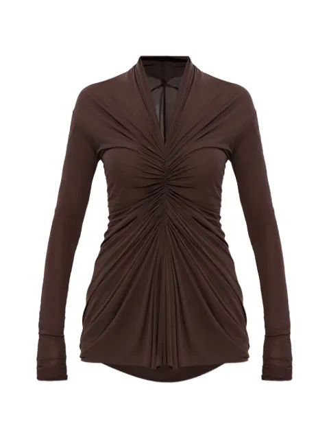Rick Owens draped V-neck top Brown RP01F6201JS