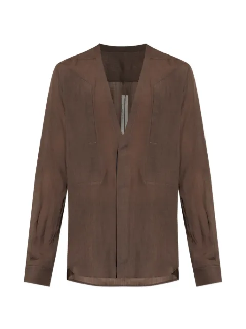 Rick Owens V-neck long-sleeve shirt Brown RU01F2290WG