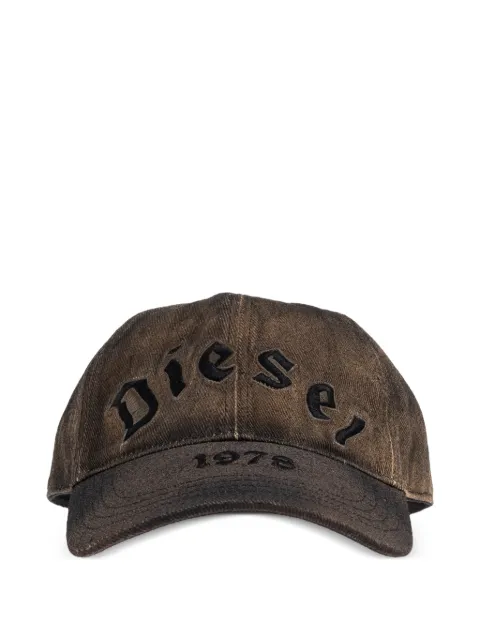 Diesel cotton twill embroidered baseball cap Brown A215170SJBD
