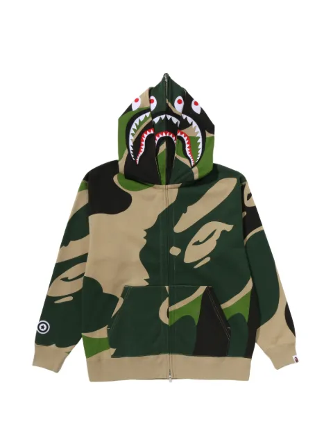 A BATHING APE® camouflage shark hoodie Green 001ZPL801306M