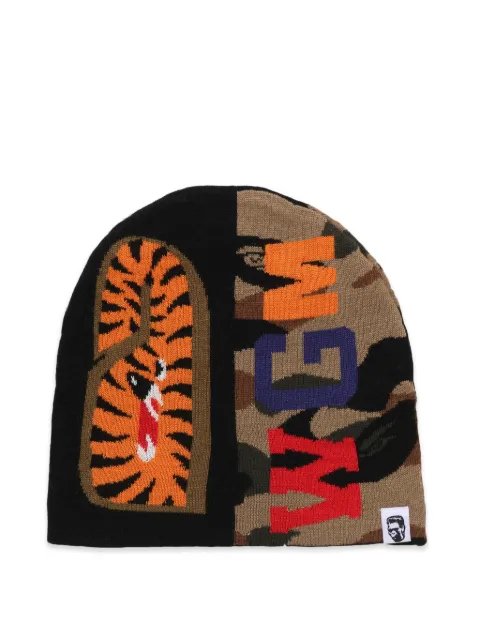 A BATHING APE® camouflage shark beanie hat Black 001HTL701003M