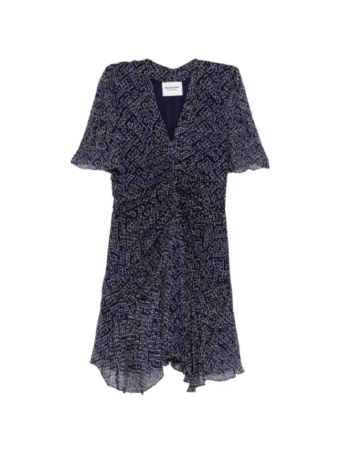 MARANT ÉTOILE Vivienne printed V-neck mini dress Blue RO0330FAD1J08E