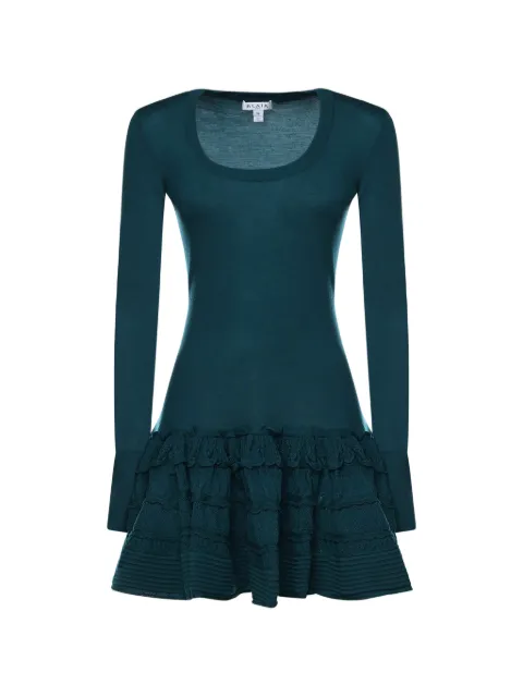Alaïa long-sleeveruffled mini dress Green AA9R2867K164C
