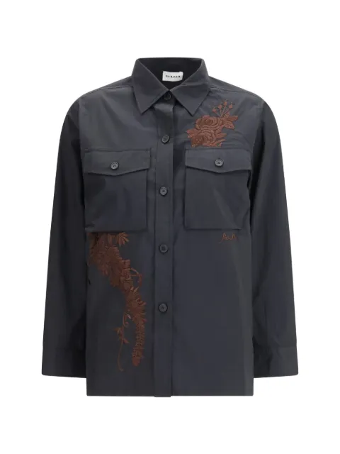 P.A.R.O.S.H. flower-embroidered chest-pocket shirt Black D380652R