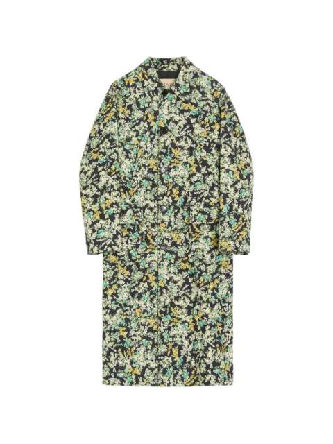 Valentino Garavani single-breasted coat in cotton drill with Papier Floral print Black VCAK95BGC