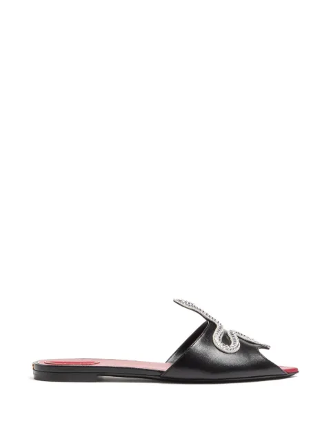 Valentino Garavani Coeur Vipère Slide Sandals in Kidskin Black WS0PJ3HIZ