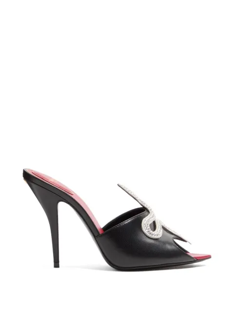 Valentino Garavani Coeur Vipère kidskin slide sandals 105mm Black WS0PD7HIZ