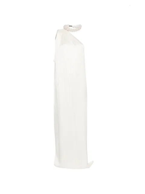 Stella McCartney embellished halterneck asymmetric satin dress White 6A06273FU302