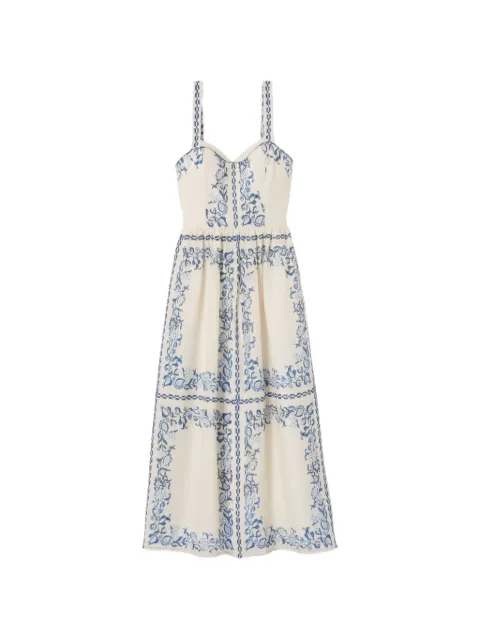 Claudie Pierlot printed linen dress Neutrals CFPRO02926