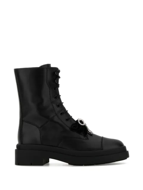 Jimmy Choo Averi bow leather boots Black AVERIFLATJVG