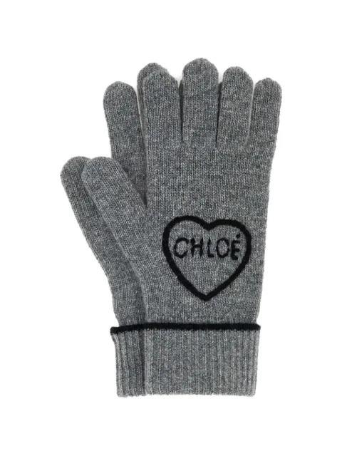 Chloé heart-embroidered gloves Grey CH26SKG02WCS