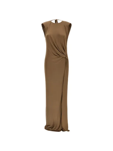 Elisabetta Franchi Red Carpet dress in shiny viscose jersey Brown ABR2461E2