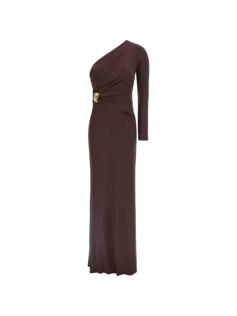 Elisabetta Franchi Red Carpet dress in crêpe fabric with jewel detail Brown ABR2561E2