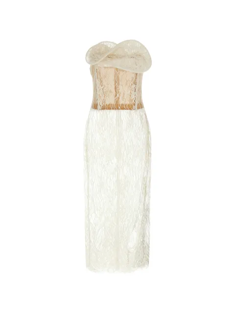 Magda Butrym floral lace midi dress White 208426CREAM
