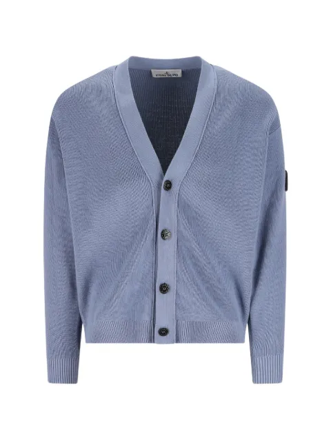 Stone Island 5100009 ribbed soft organic cotton cardigan Blue L1S155100009S00D8