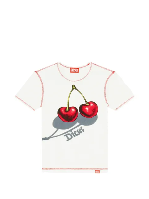 Diesel slim cotton T-shirt with cherry print White A231290SPFV