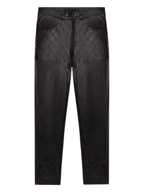 PLACE OF ËLMS monolink-debossed leather trousers Black PELLEA026