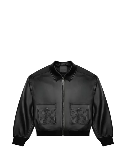 PLACE OF ËLMS monolink-debossed leather jacket Black PELLEA092