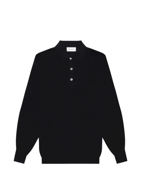 PLACE OF ËLMS long-sleeve logo-embroidered polo shirt Black PELSWE006