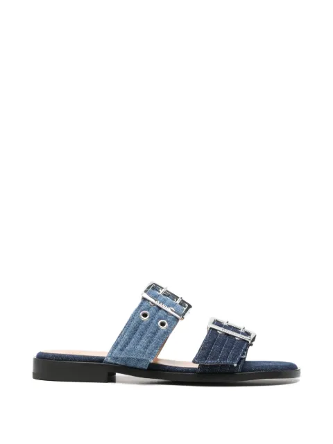GANNI buckle-detail double-strap sandals Blue B1020182