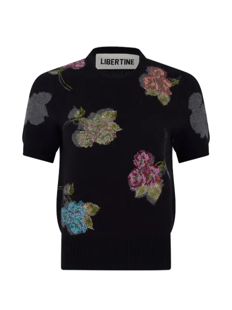 Libertine Primrose Shadows short-sleeve knitted top Black W25W129CJSH1