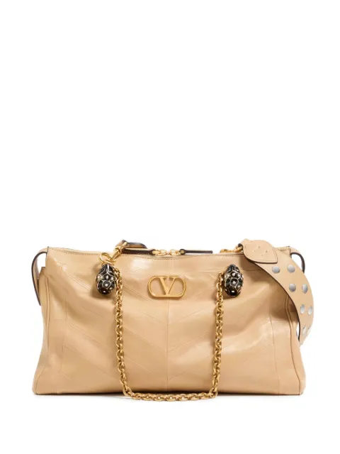 Valentino Garavani Panthea shoulder bag in nappa leather with chevron pattern Neutrals WB0S70UYF