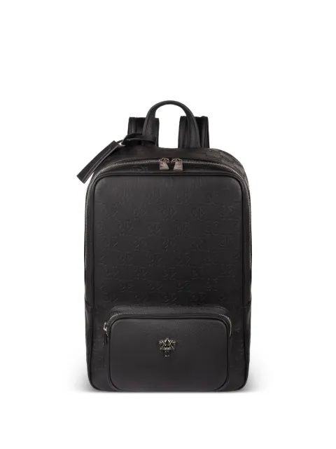 PLACE OF ËLMS Onyx logo-embossed leather backpack Black PELBAC076