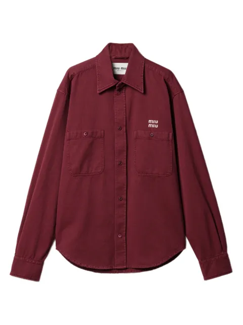Miu Miu logo-embroidered shirt Red GWC136SOOO17AE
