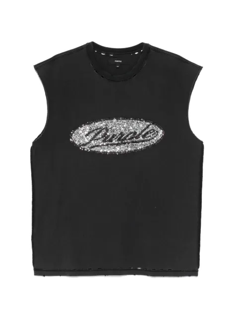 Purple Brand sequin-embellished textured tank top Black P103TBDS226