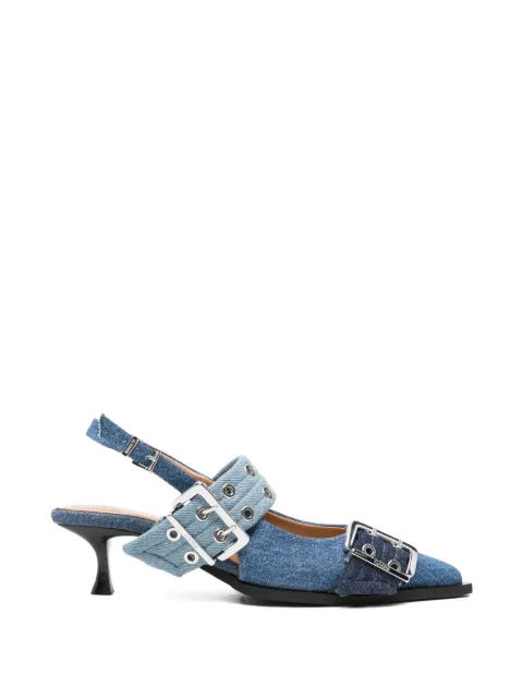 GANNI buckle-detail denim pumps Blue B1030131