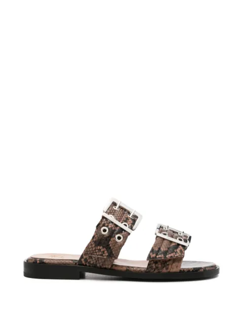 GANNI buckle-fastening snakeskin-effect sandals Brown B1020180