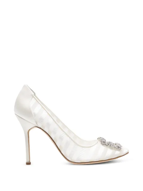 Manolo Blahnik Hangisi striped pumps White 2262198