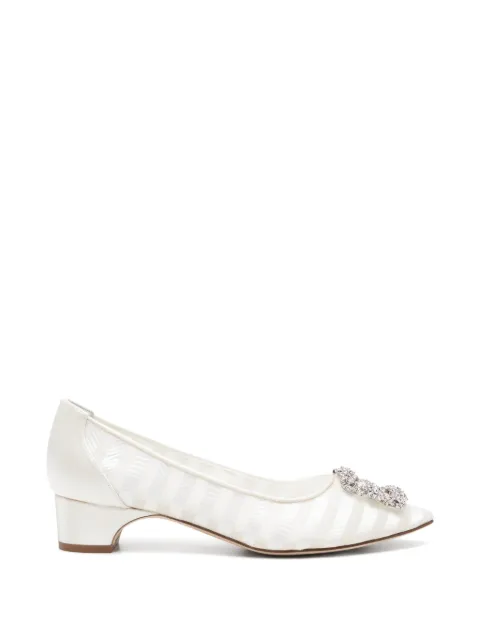 Manolo Blahnik Hangisi crystal-buckle pumps White 2262199