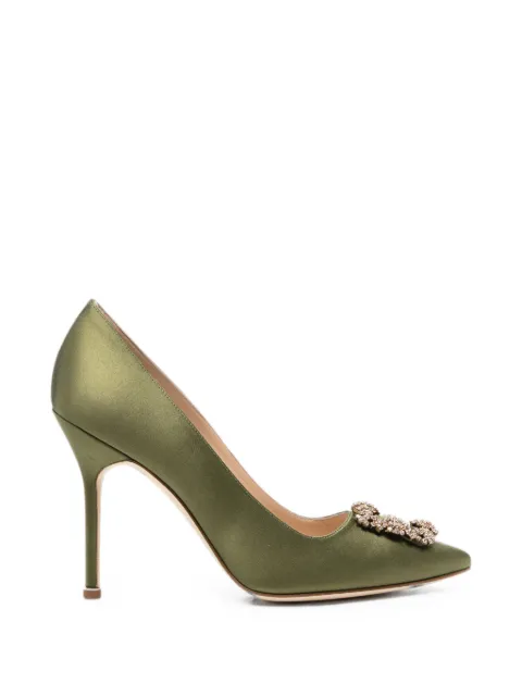Manolo Blahnik Hangisi crystal-buckle pumps Green 9XX0669