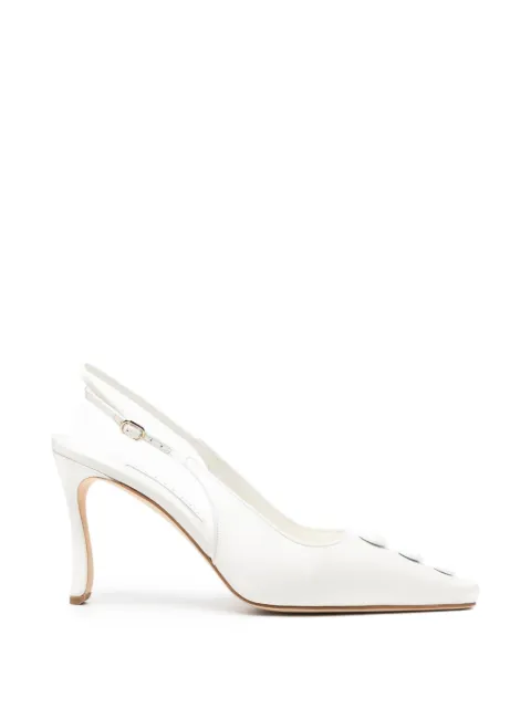 Manolo Blahnik Alexa button-embellished slingback pumps White 2262027