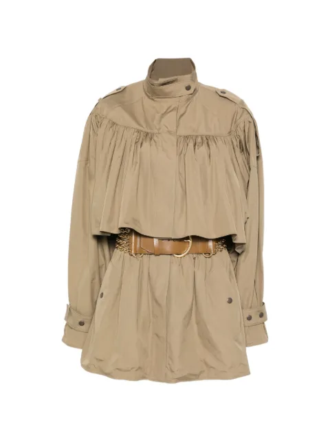 Chloé gathered-detail coat Green CH26UMA05144