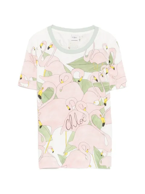 Chloé flamingo-print T-shirt Neutrals CH26UJH08287