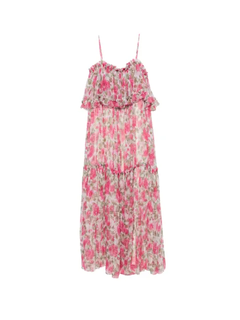 Chloé thin-strap long dress in silk Mousseline Pink CH26UR1242789