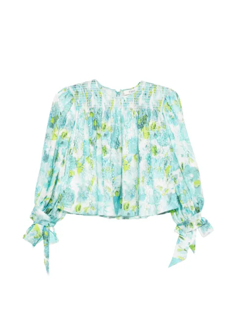 Chloé floral-detail crew neck blouse Blue CH26UHT03387
