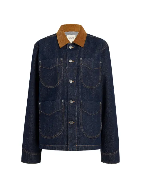 KHAITE Wyatt corduroy-collar denim jacket Blue 1192908040040