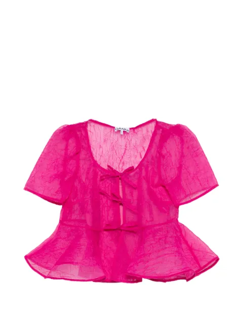 GANNI shibori organza peplum blouse Pink A1040397