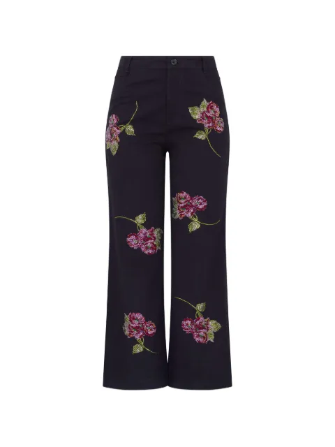 Libertine Primrose floral-embellishment cropped trousers Black W25W765CTB1