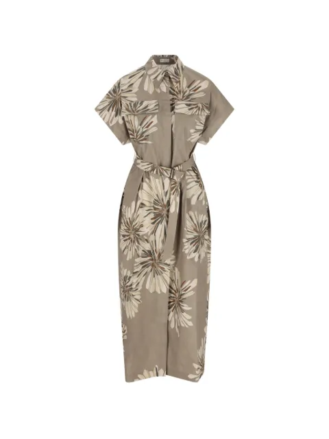 Brunello Cucinelli floral-print belted dress Neutrals MQ197A5475C009
