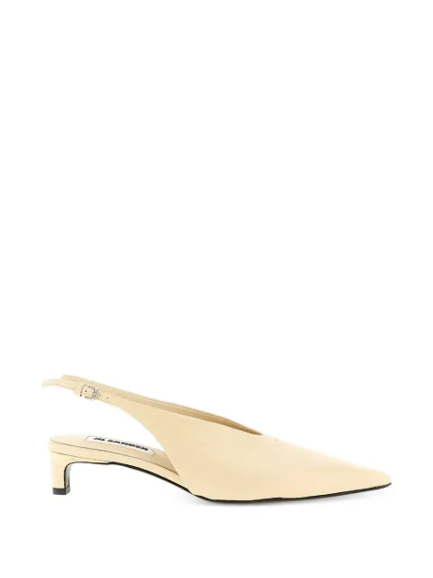 Jil Sander craquelé V-neck slingback pumps Neutrals J15WP0128P7589