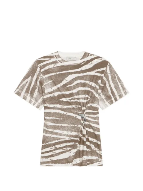 Blumarine dolphin-brooch printed T-shirt Brown 22T136A