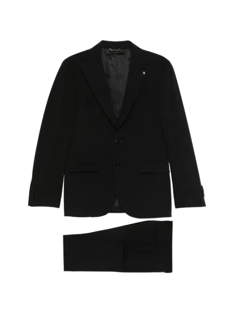 Manuel Ritz lapel-appliqué single-breasted suit Black 4030A3328263090